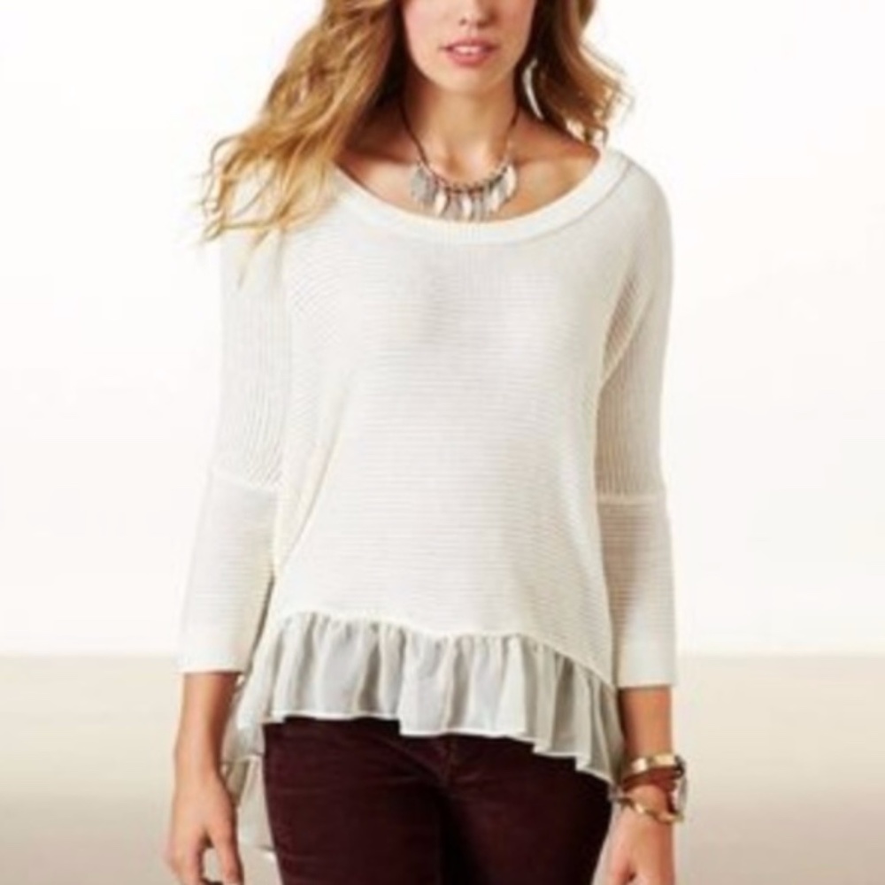 American Eagle Sweater with Ruffle Trim